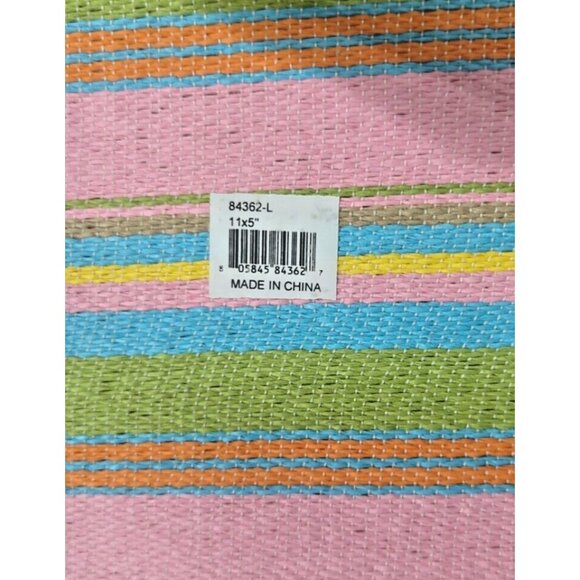 Set/ 2 Nesting Boxes Fabric Covered Round Stripe Pink Lime Aqua Yellow - Picture 12 of 13